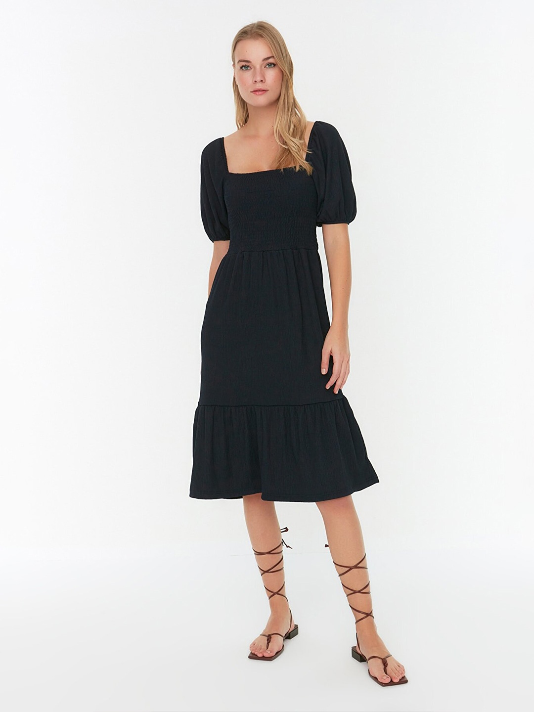 

Trendyol Puff Sleeves Dress, Navy blue