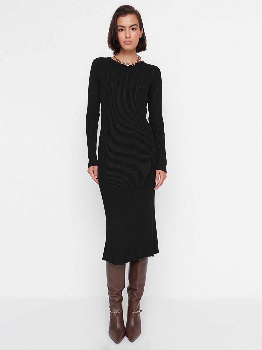 

Trendyol Sweater Acrylic Midi Dress, Black