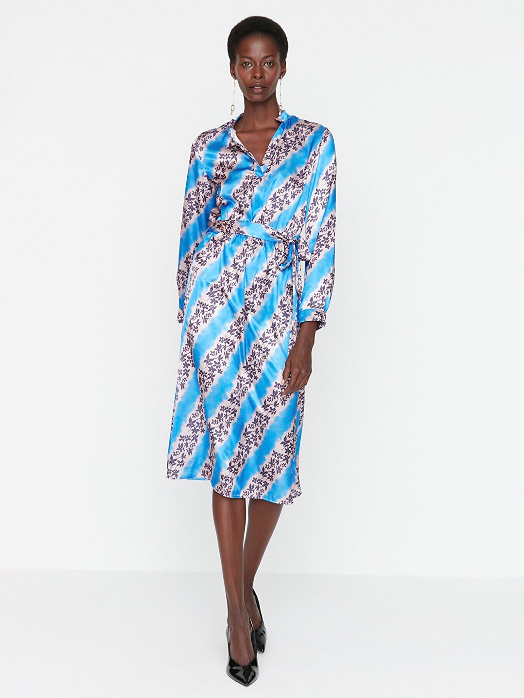 

Trendyol Floral A-Line Midi Dress, Blue