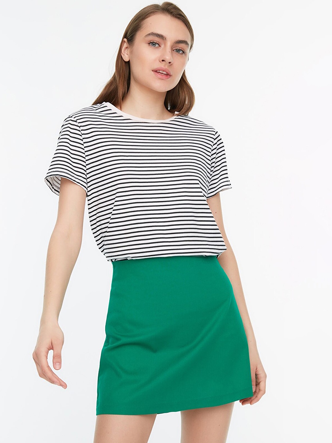 

Trendyol Pure Cotton A-Line Mini Skirt, Green