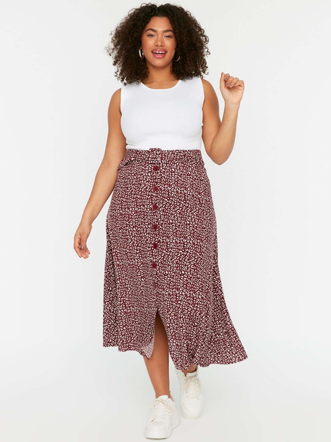 

Trendyol Animal Printed A-line Midi Skirt, Burgundy