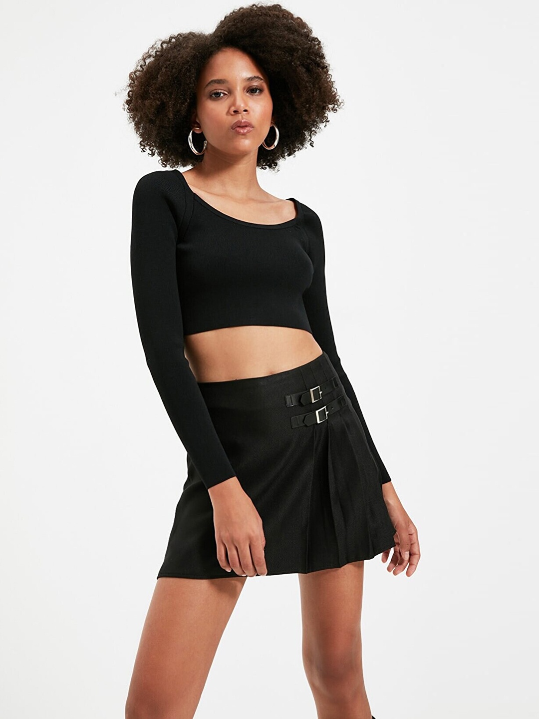 

Trendyol A-Line Mini Pleated Skirt, Black