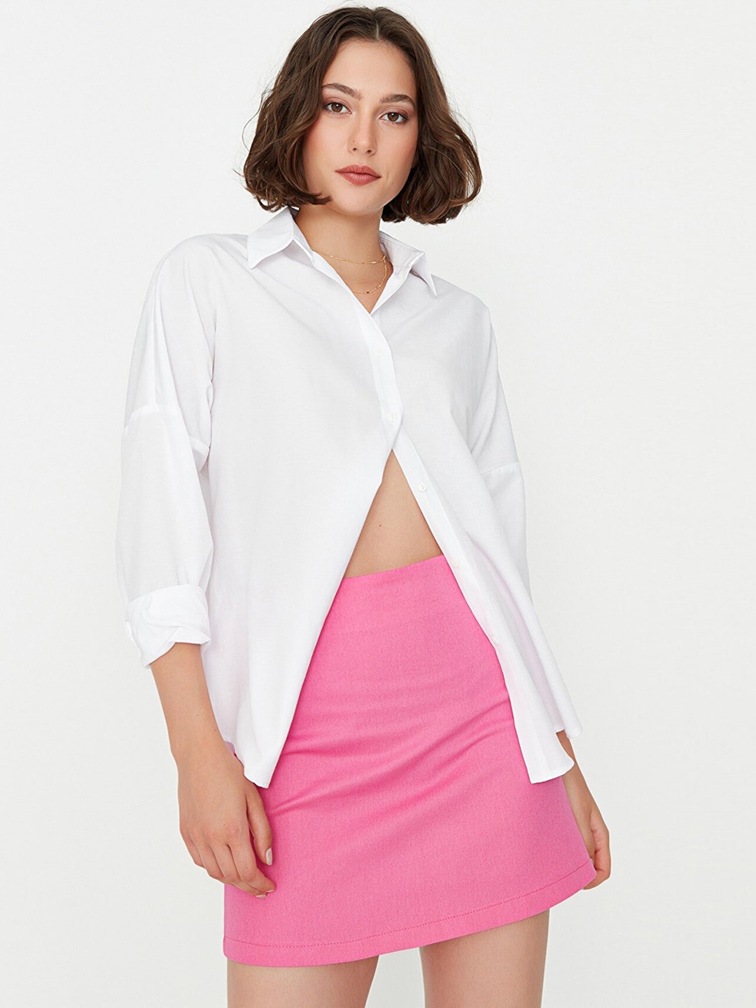 

Trendyol Pure Cotton Mini Pencil Skirts, Pink