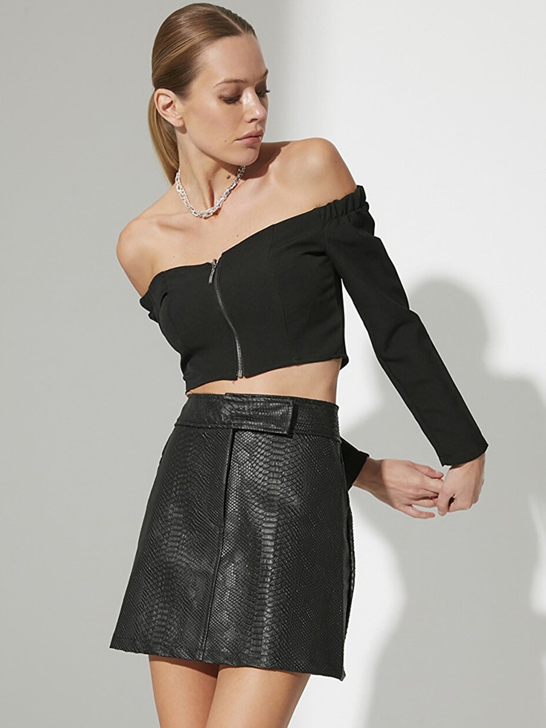 

Trendyol Textured A-Line Mini Skirt, Black