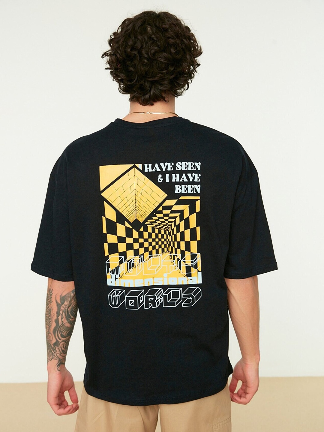 

Trendyol Men Printed Pure Cotton T-shirt, Navy blue