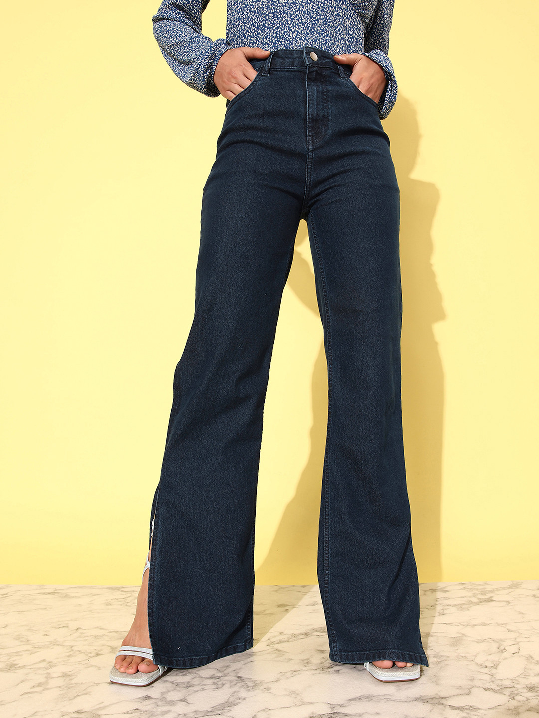

DressBerry Women Deep Blue Joy De June Straight Fit High-Rise Stretchable Jeans