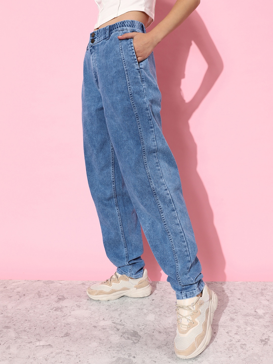 

DressBerry Women Sky Blue Party Neutility Jogger Light Fade Stretchable Jeans