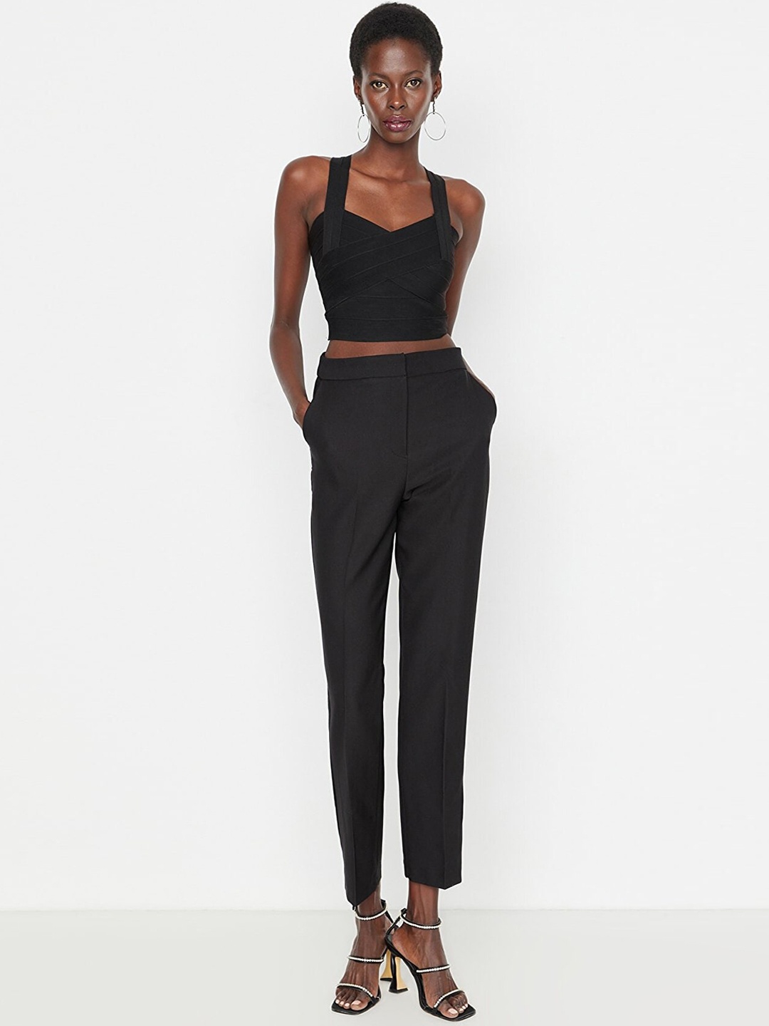 

Trendyol Women Mid-Rise Trousers, Black