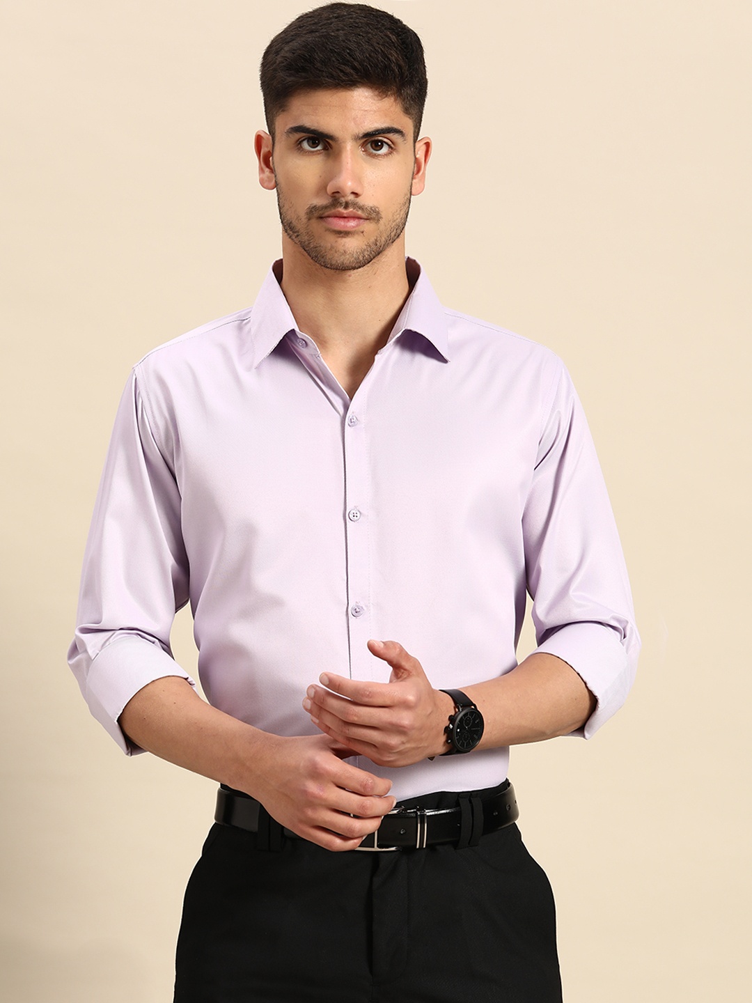 

Molly & Michel Men Purple Slim Fit Formal Cotton Shirt