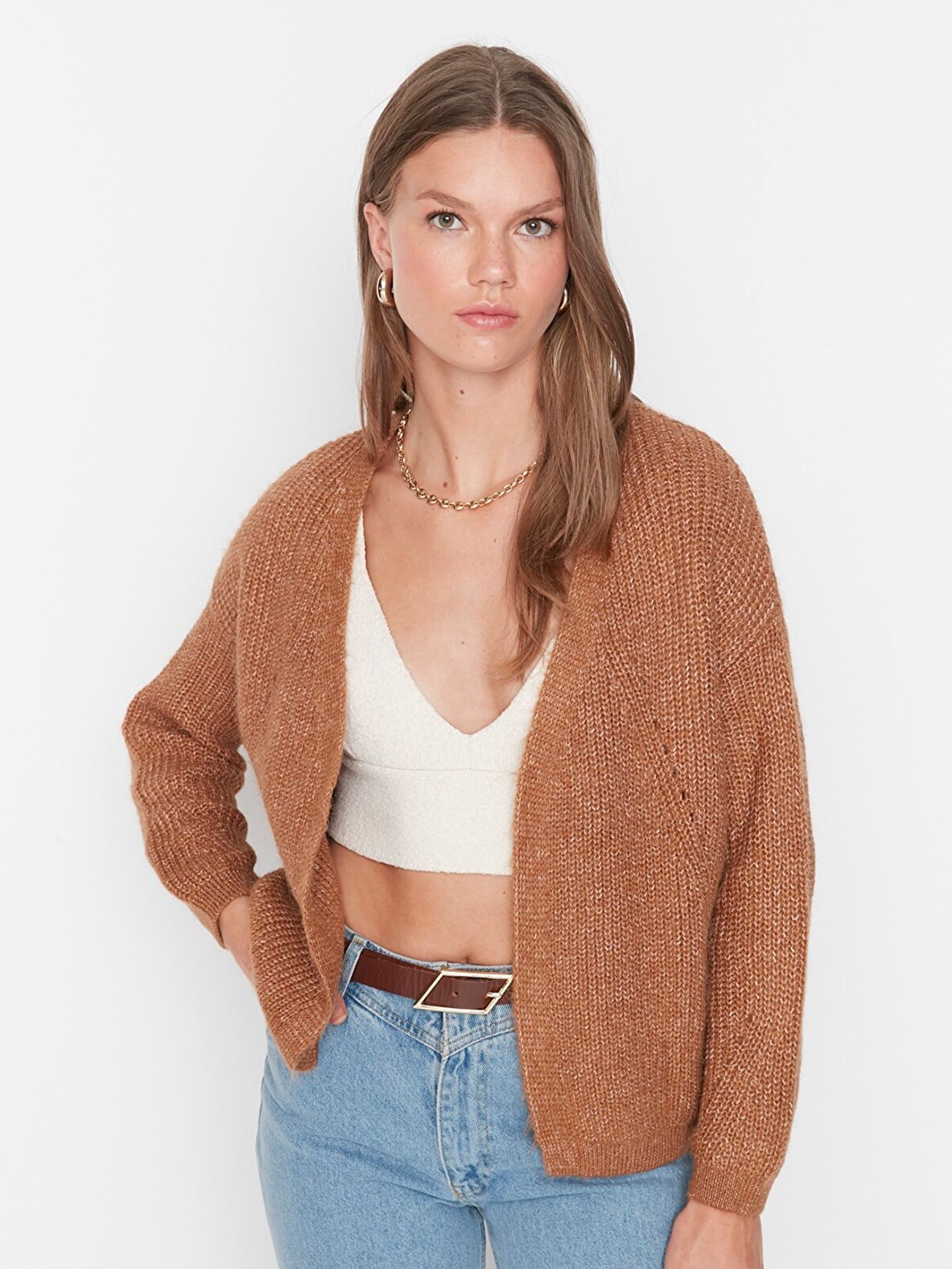 

Trendyol Women Crop Sweater, Brown