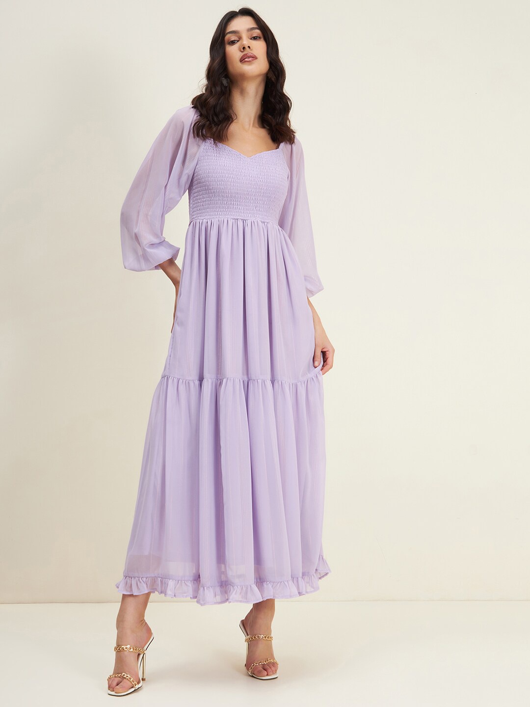 

Femella Georgette Maxi Sweetheart Dress, Purple