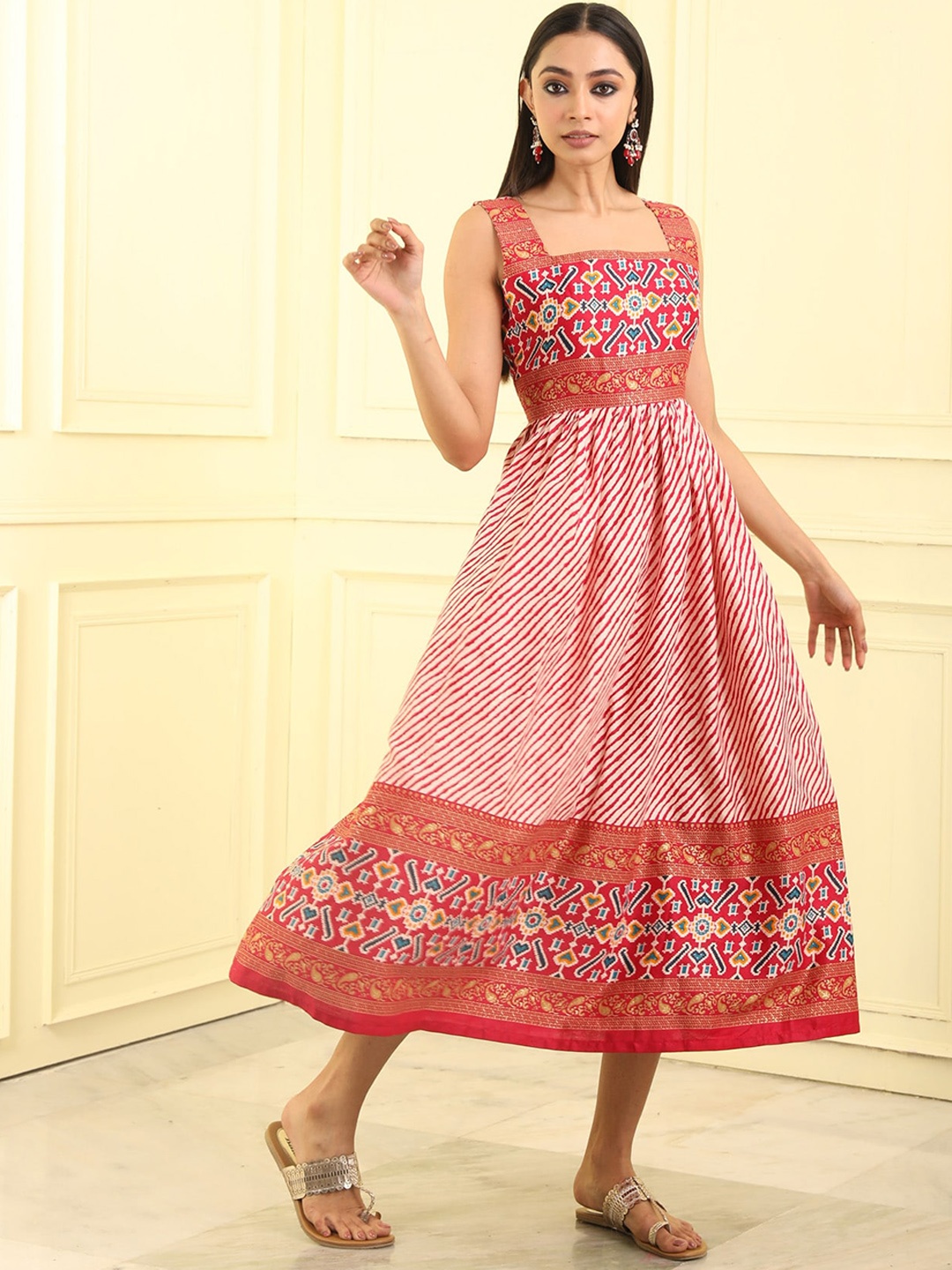 

BEATITUDE Women Cotton Ethnic Motifs Printed Anarkali Kurta, Pink