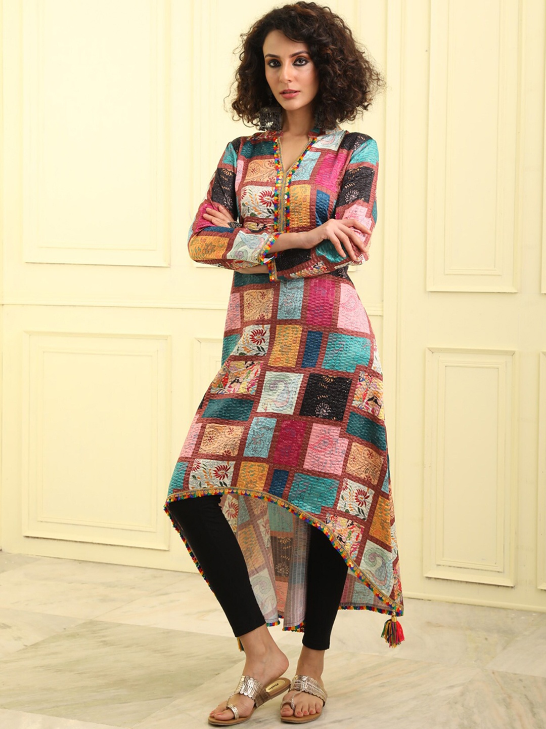 

BEATITUDE Printed A-Line Kurta, Teal