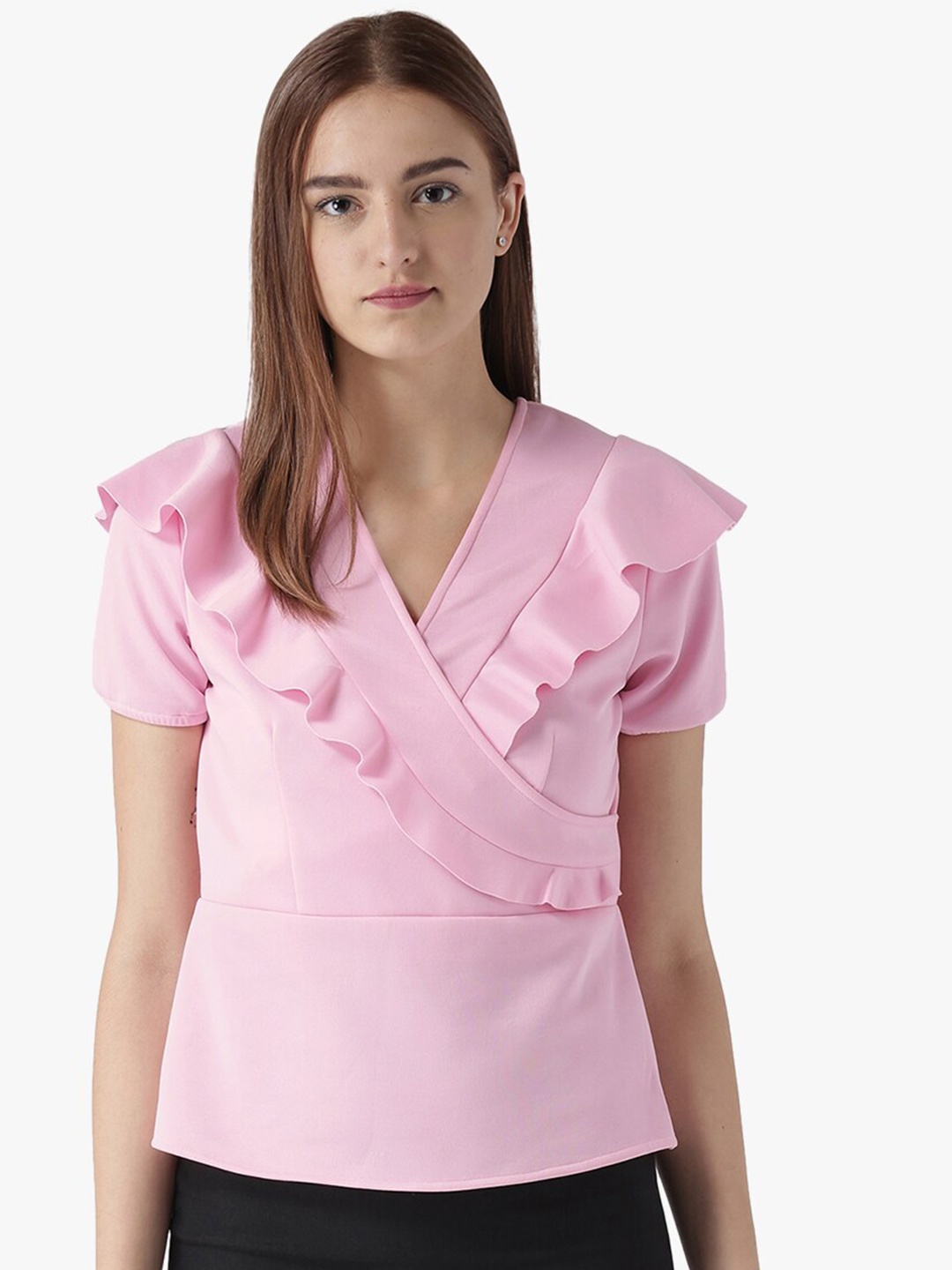 

DODO & MOA Crepe Wrap Top, Pink