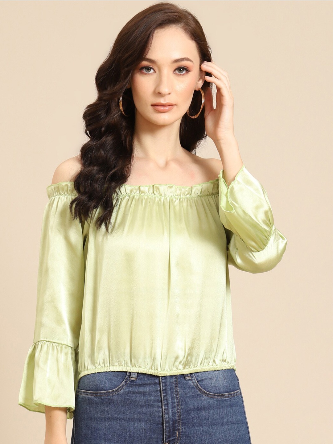 

DODO & MOA Off-Shoulder Bardot Top, Green