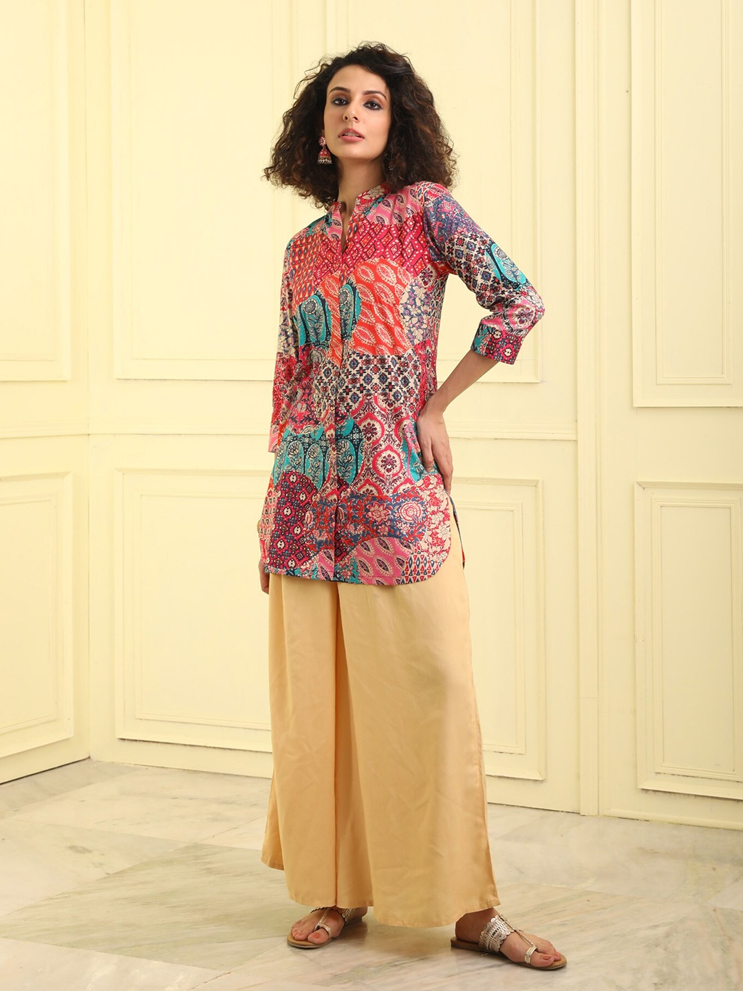 

BEATITUDE Printed Pure Cotton Kurti, Pink