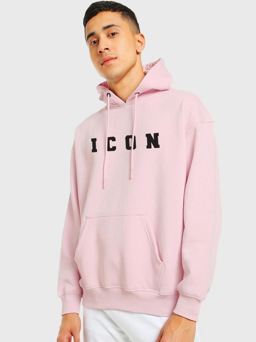 

Bewakoof Men Pink Printed Oversized Sweatshirt