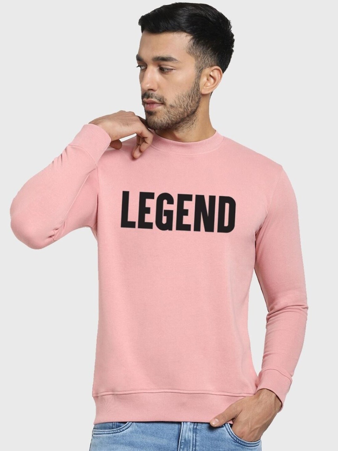 

Bewakoof Men Printed Round Neck Sweatshirt, Pink