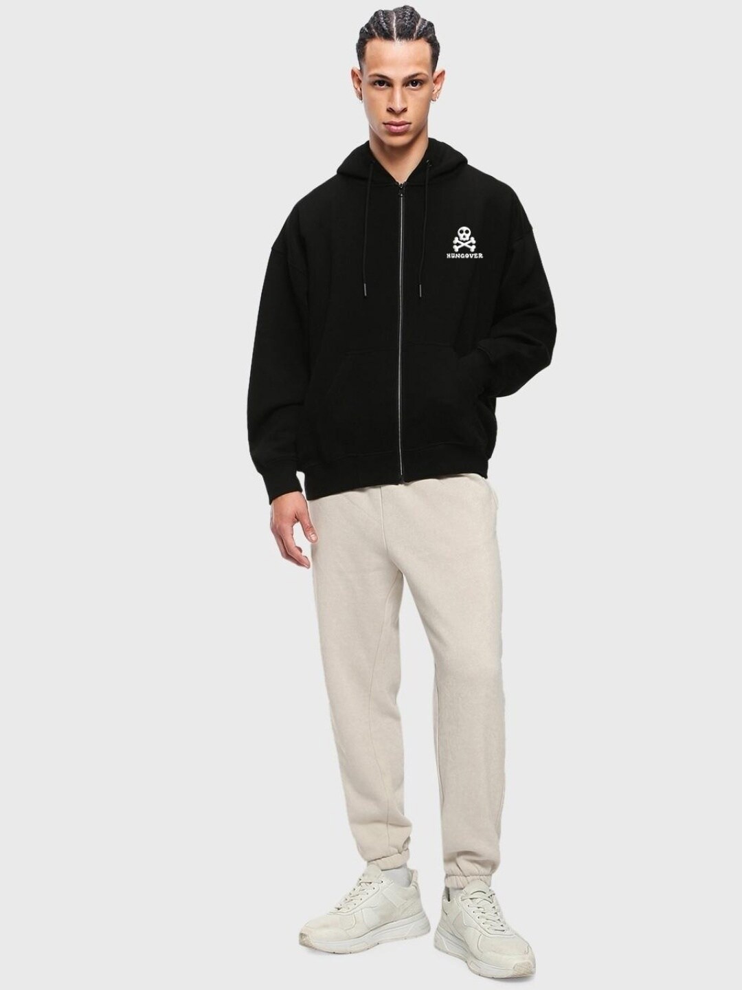 

Bewakoof Men Typography Printed Hooded Sweatshirt, Black