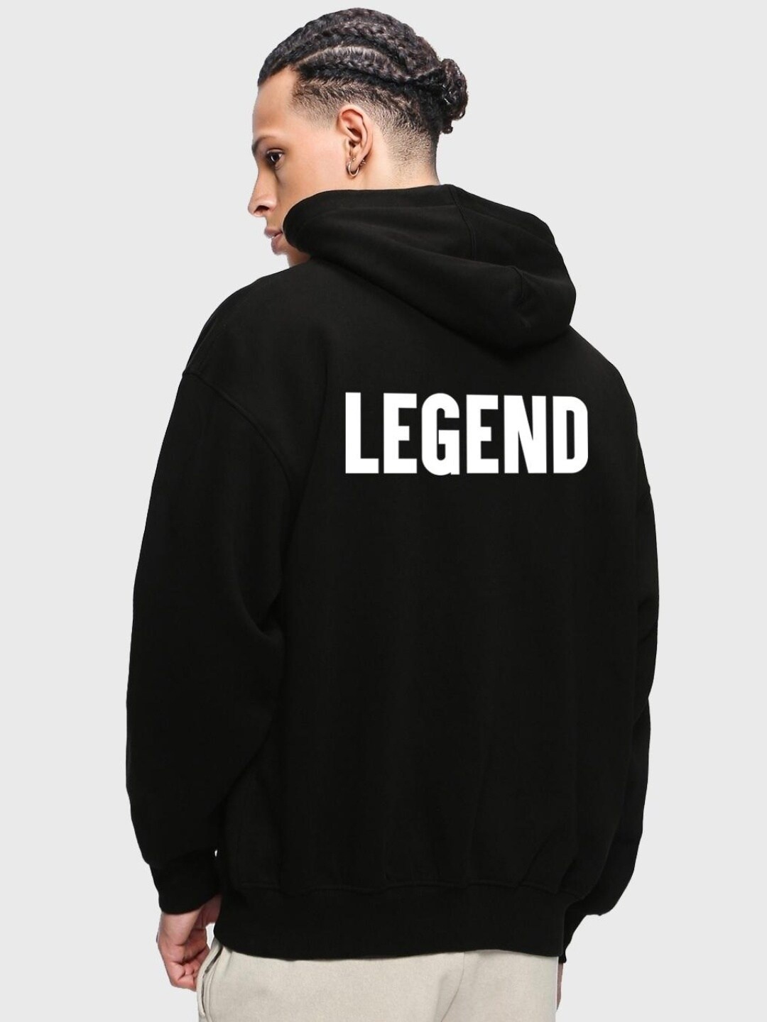 

Bewakoof Men Printed Hooded Sweatshirt, Black