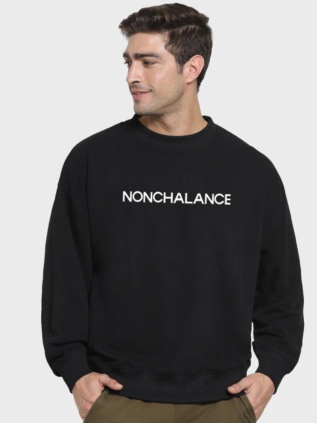 

Bewakoof Men Printed Round Neck Sweatshirt, Black
