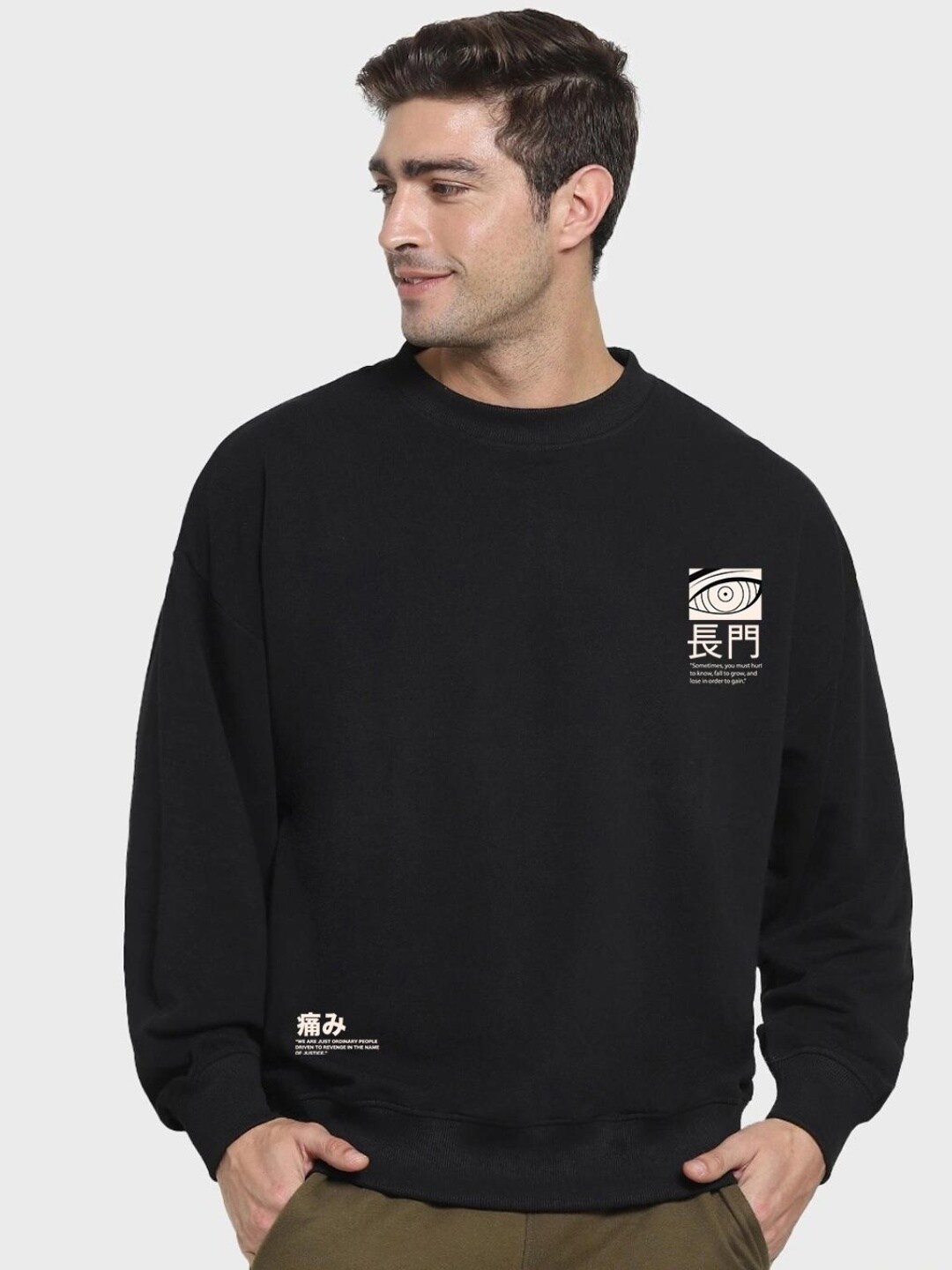 

Bewakoof Men Printed Round Neck Sweatshirt, Black