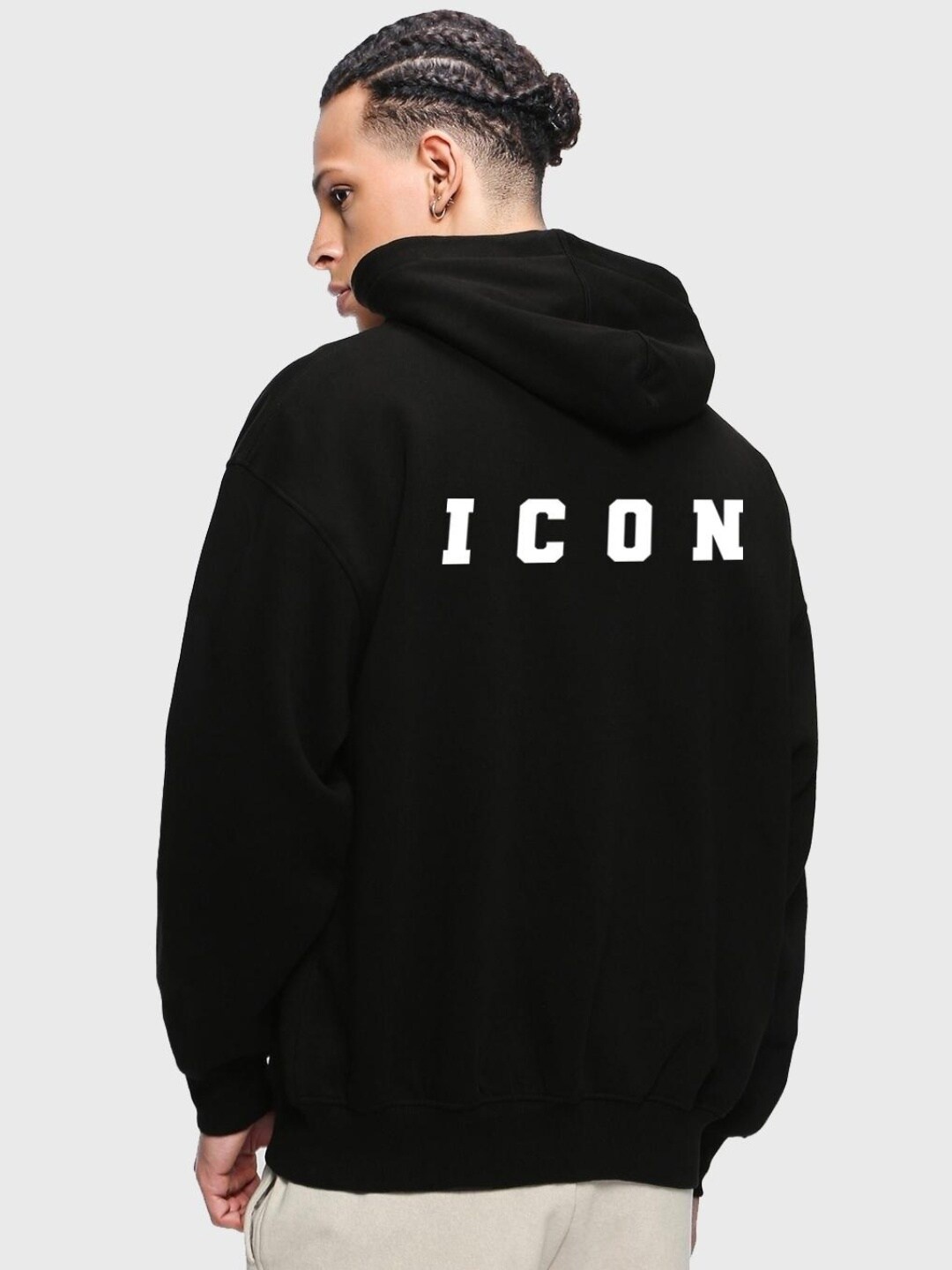 

Bewakoof Men Fleece Hooded Sweatshirt, Black