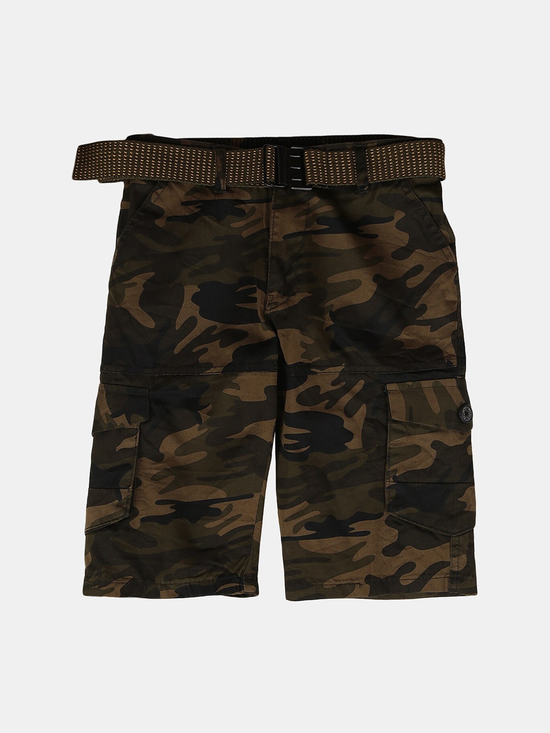 

V-Mart Boys Camouflage Printed Cotton Cargo Shorts, Olive