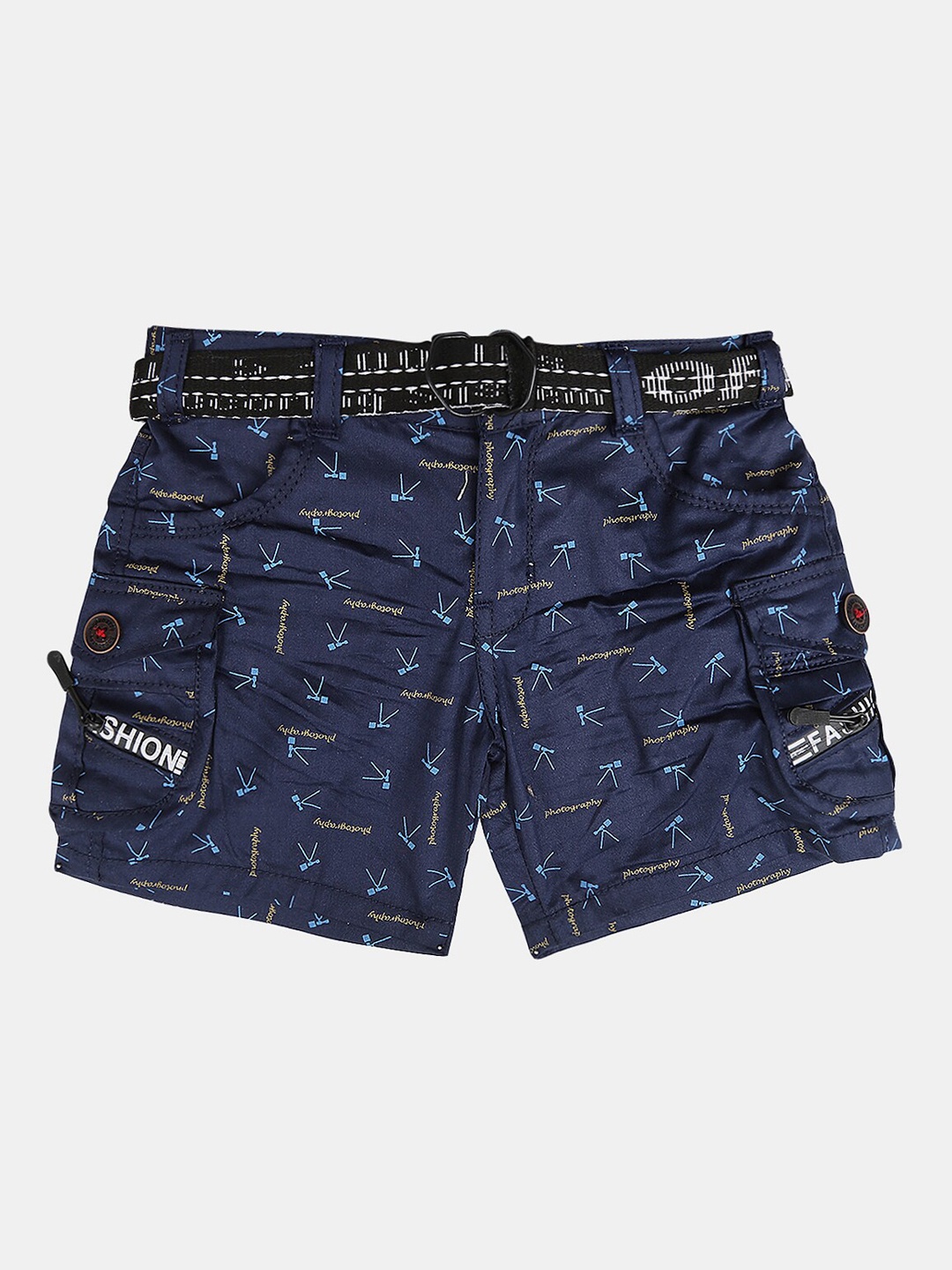 

V-Mart Boys Cotton Printed Shorts, Navy blue