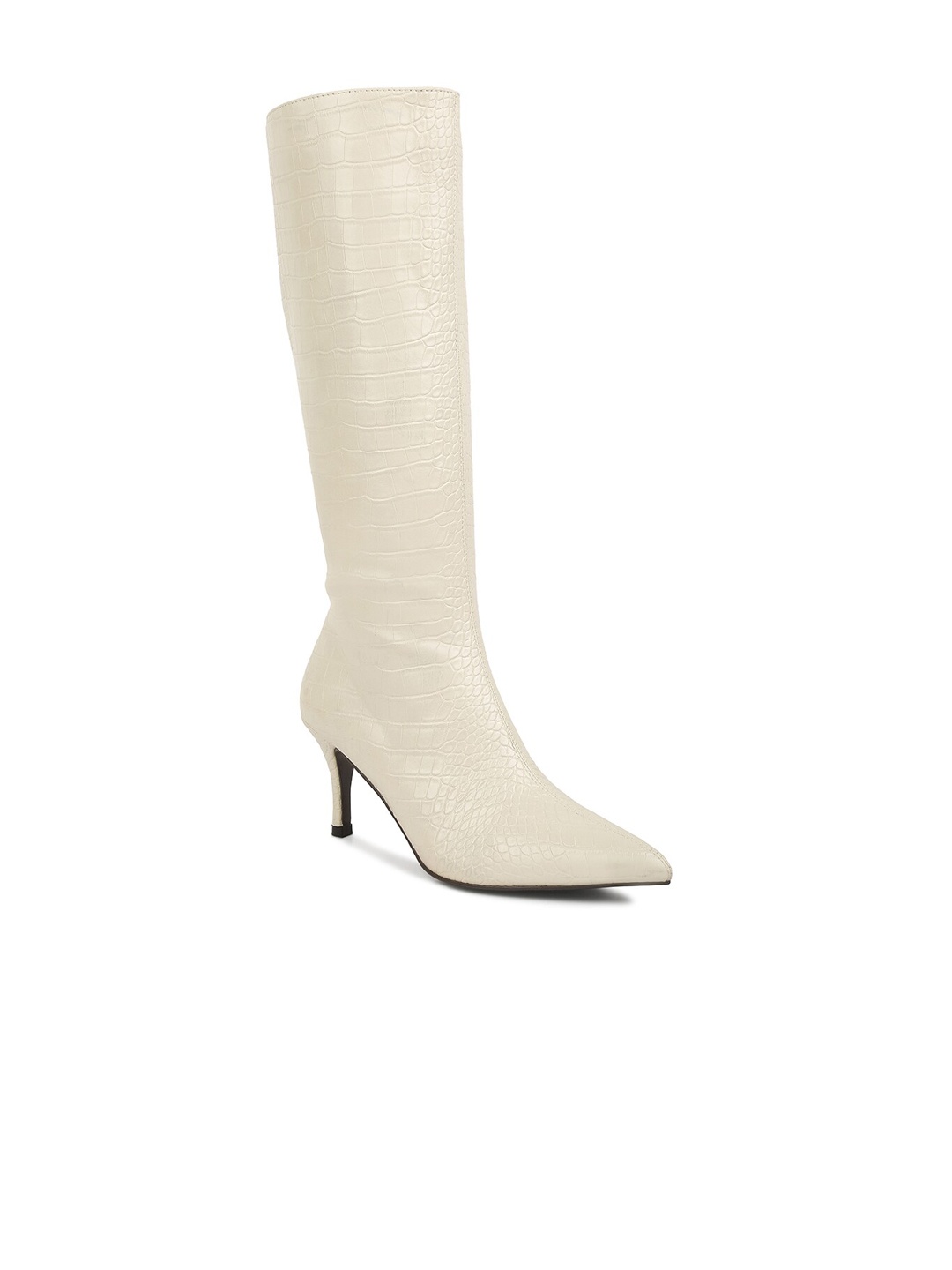 

London Rag Women Textured High-Top Regular Boots, Beige