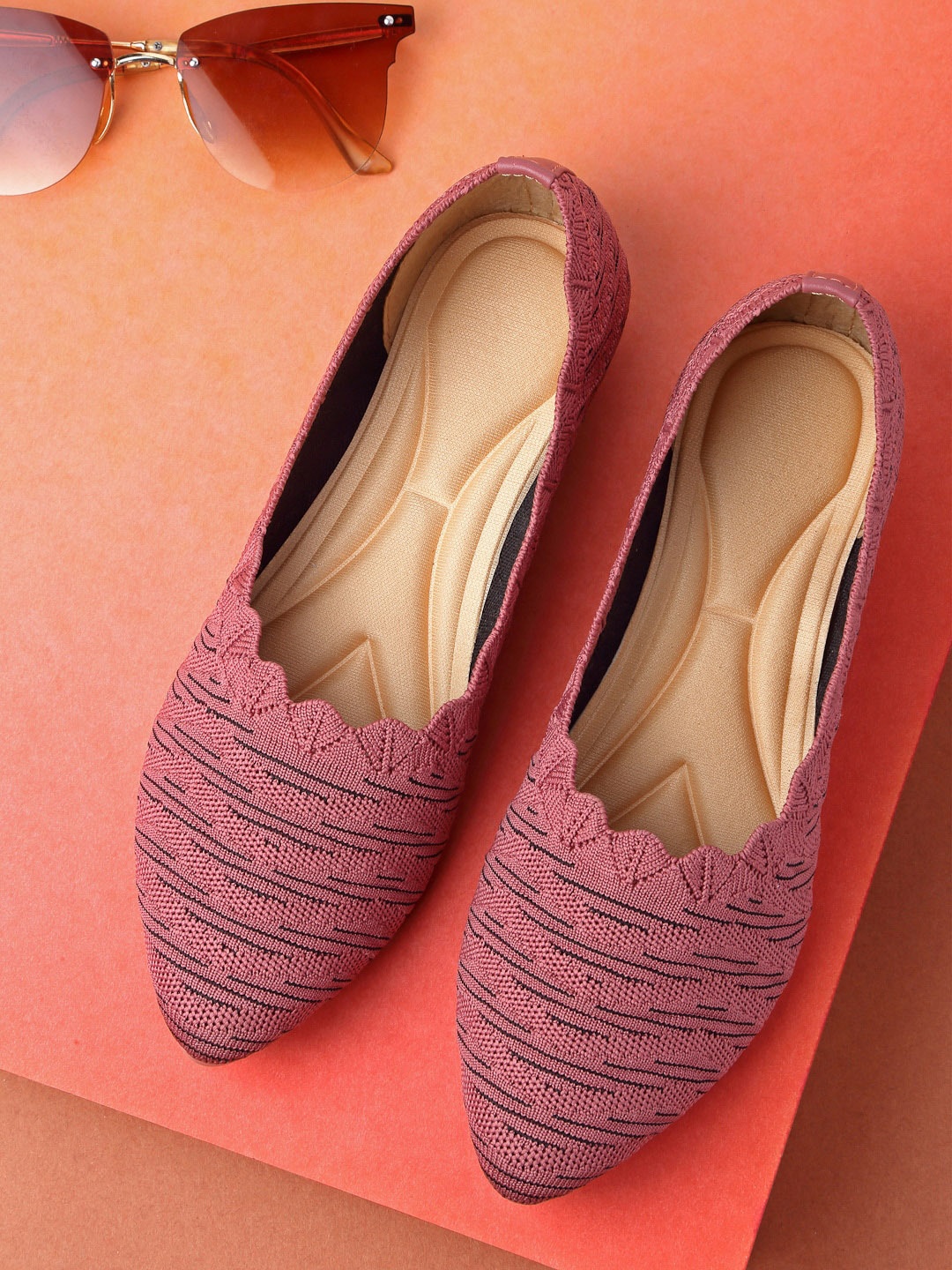 

sneakers villa Women Woven Design Ballerinas, Pink