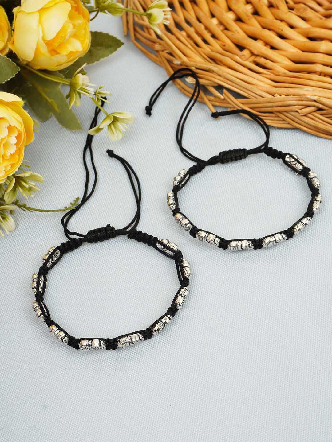 

Urmika Women Elephant Thread Anklets, Silver
