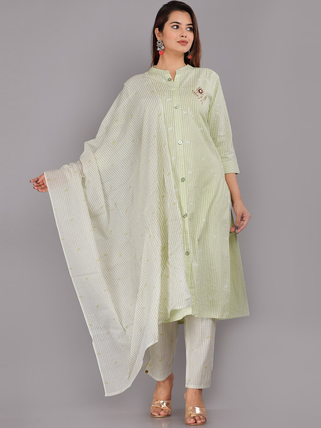 

KALINI Women Ethnic Motifs Printed Kurta With Trousers & Dupatta, Green