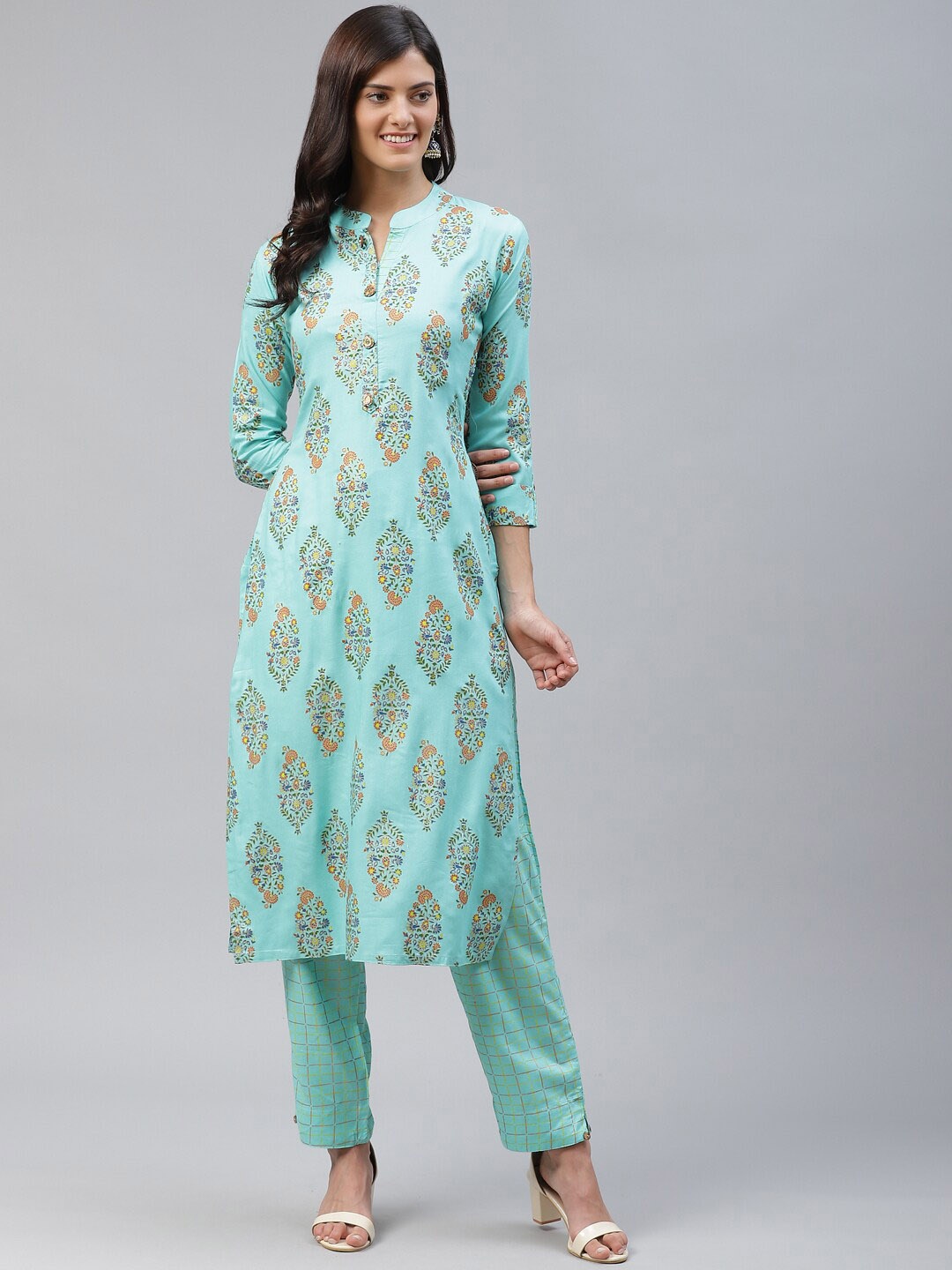

KALINI Women Ethnic Motifs Printed Kurta with Trousers, Blue