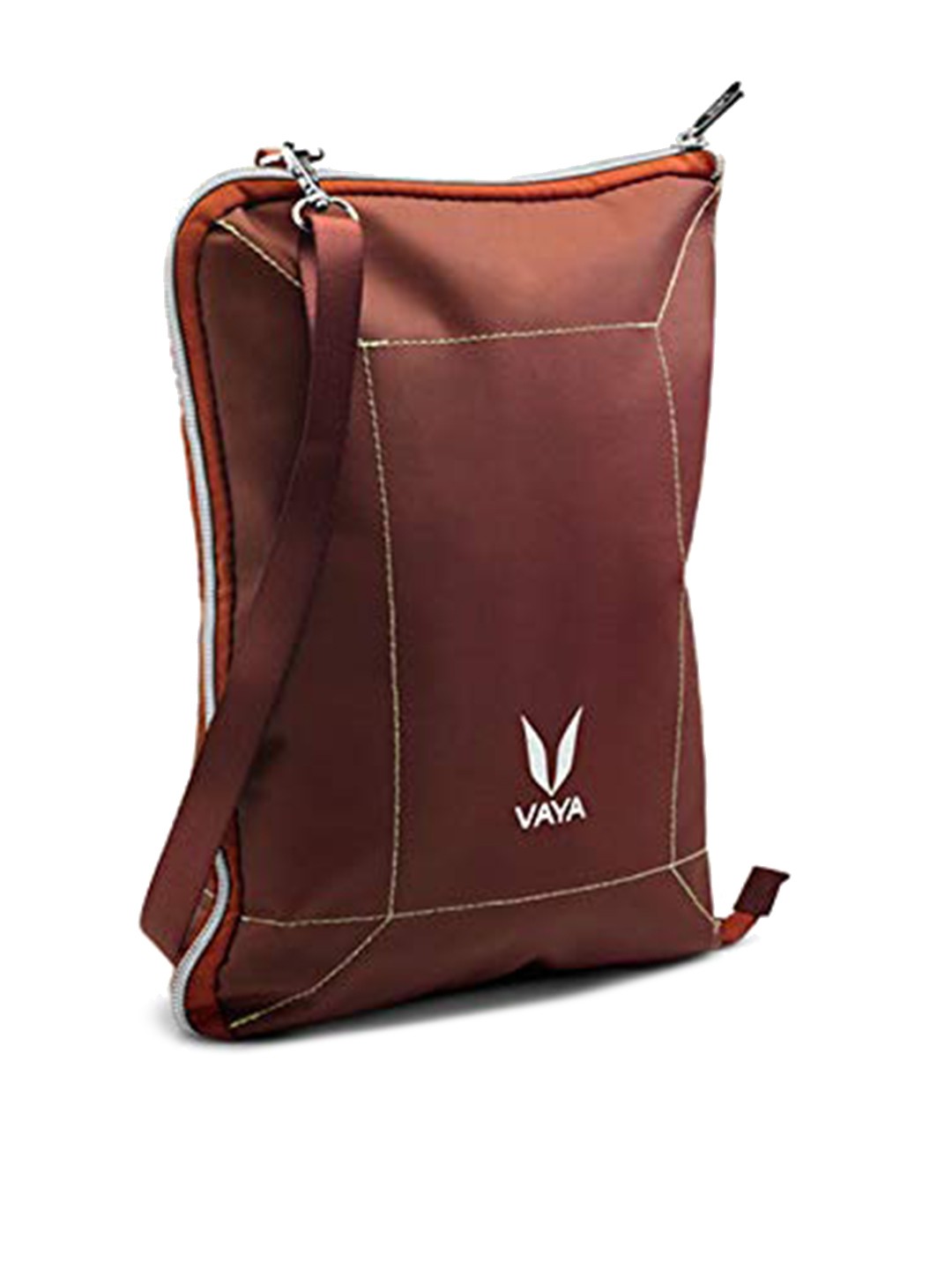

Vaya Brand Logo Printed Cotton Sling Travel Lunch Bag, Brown