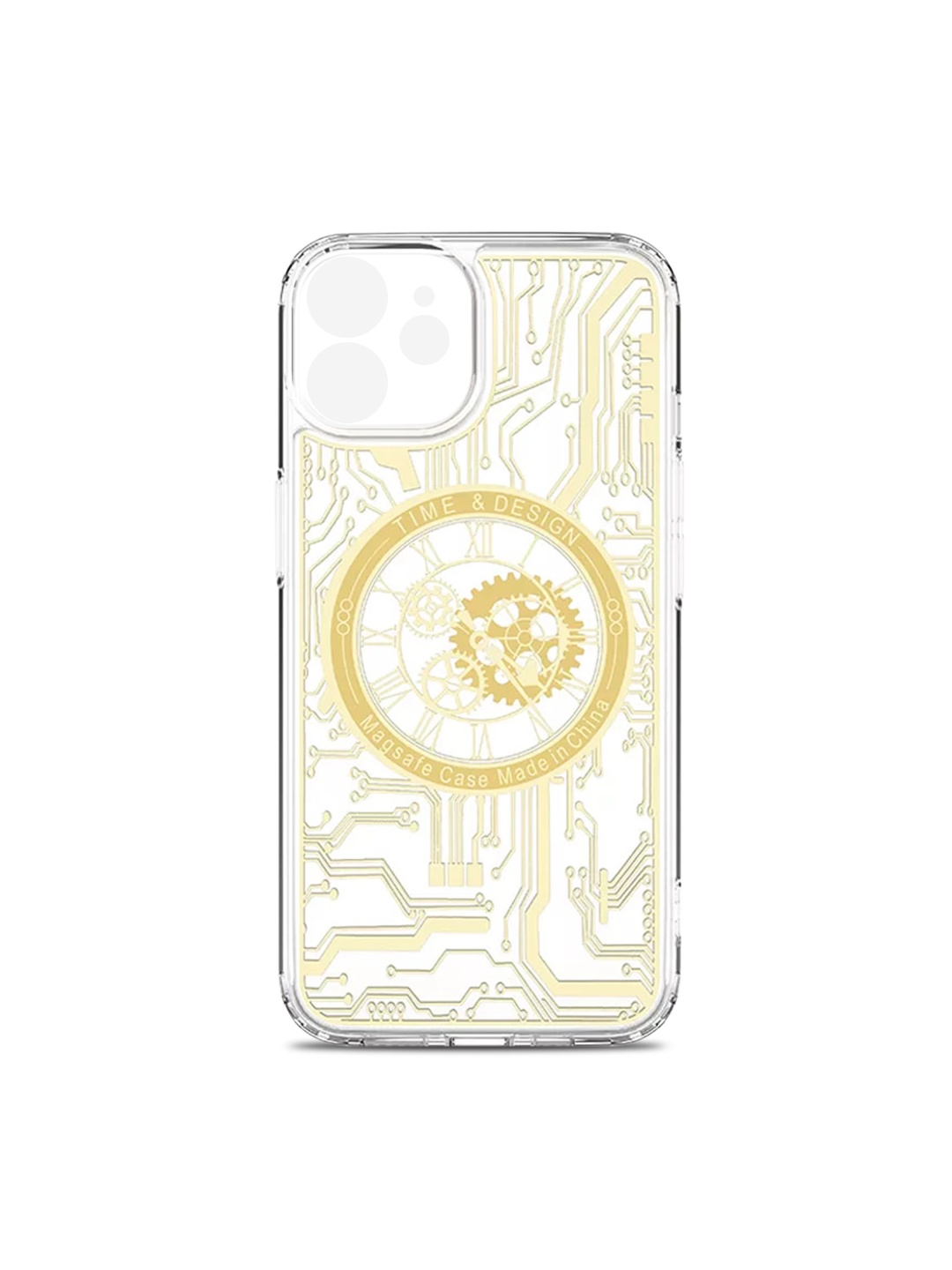 

TREEMODA Mechanical Gold Airbag Anti Drop Impact Case for iPhone 12, Transparent