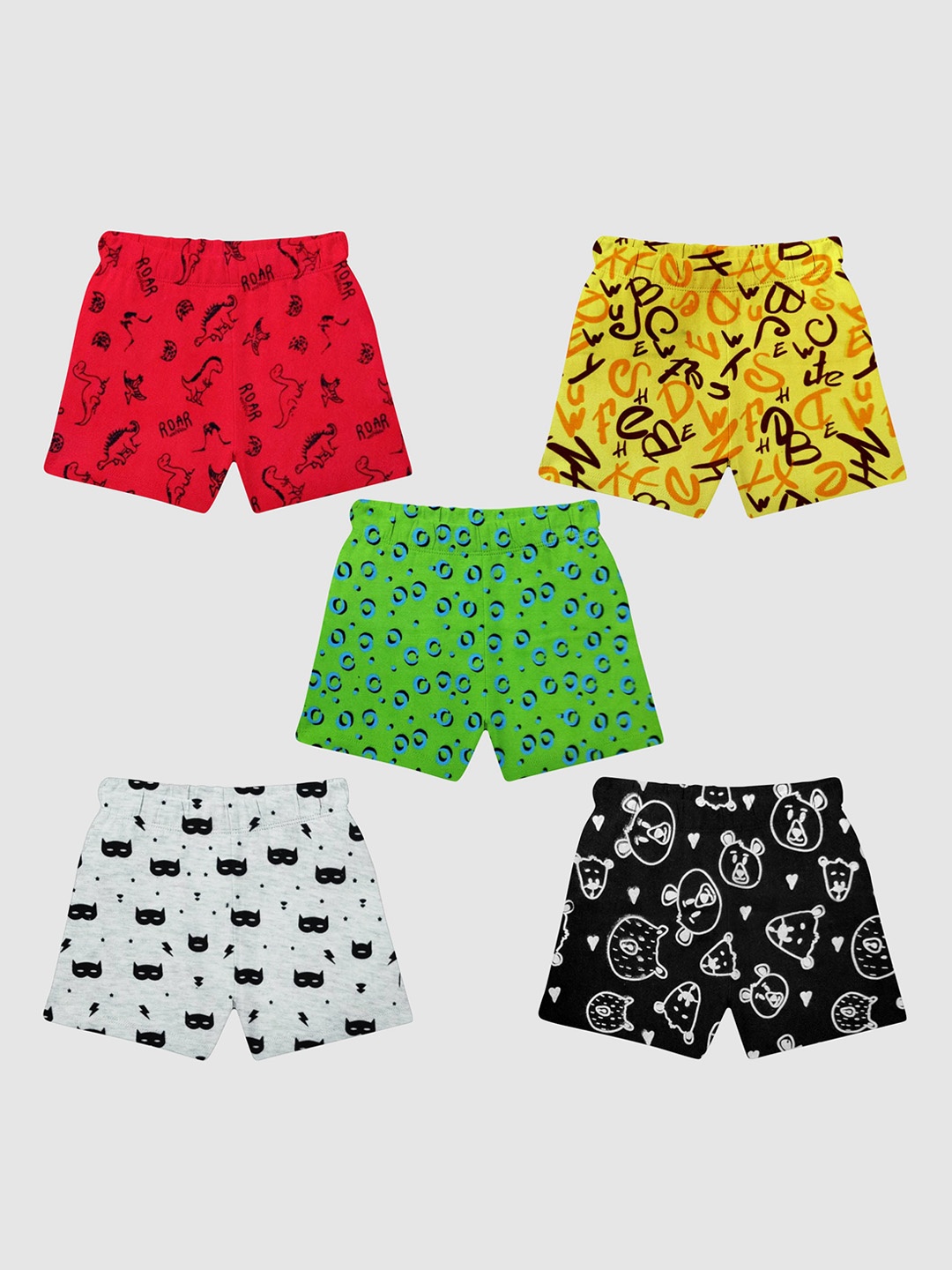 

KUCHIPOO Kids Pack of 5 Conversational Printed Shorts, Multi