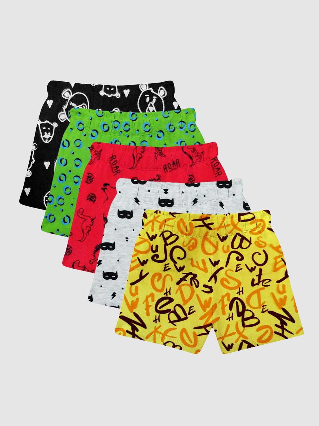 

KUCHIPOO Kids Pack of 6 Conversational Printed Shorts, Multi
