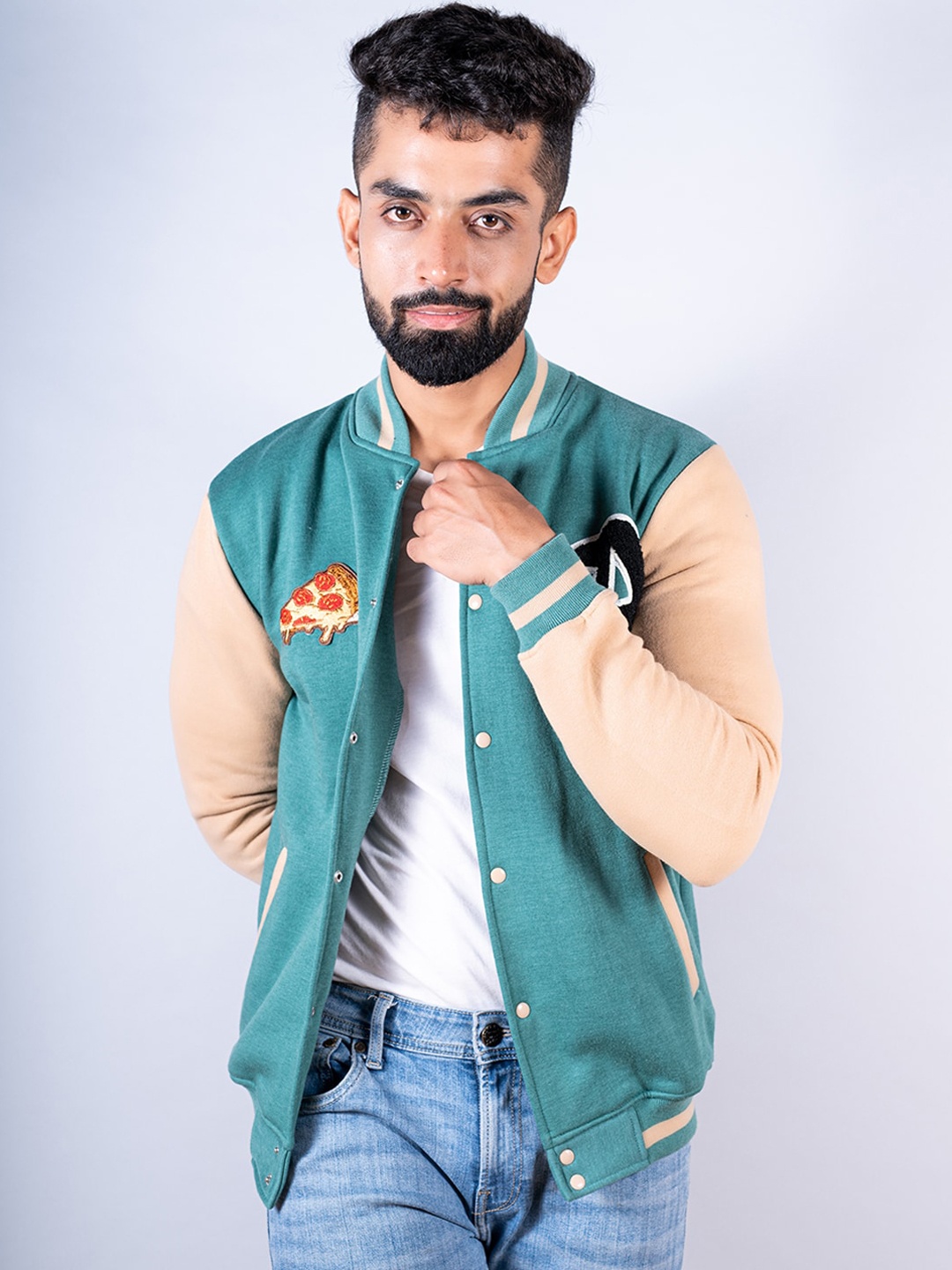 

Tistabene Men Colourblocked Cotton Lightweight Bomber Jacket, Sea green