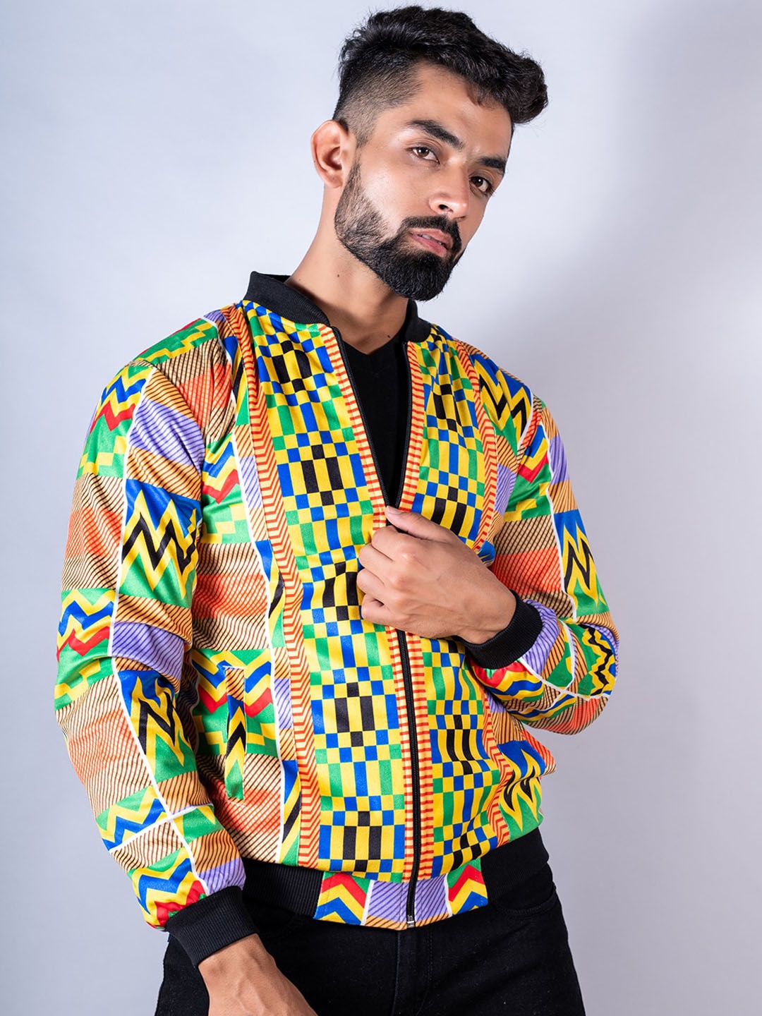 

Tistabene Men Printed Geometric Lightweight Tailored Jacket, Green