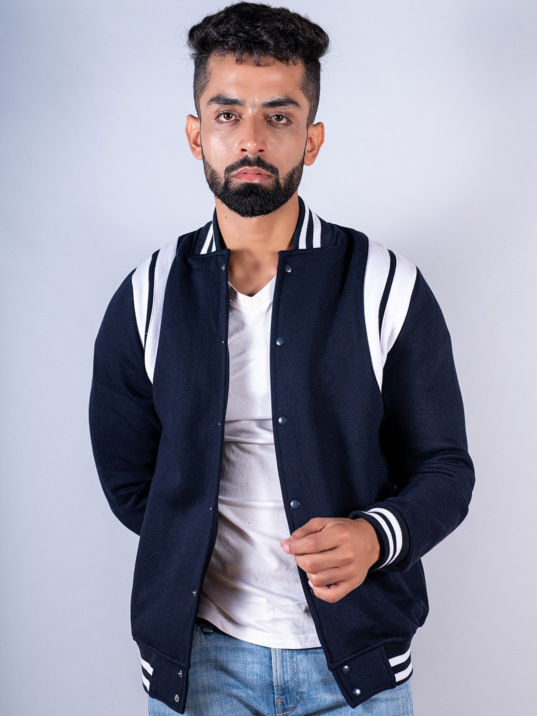 

Tistabene Men Lightweight Cotton Varsity Jacket, Navy blue