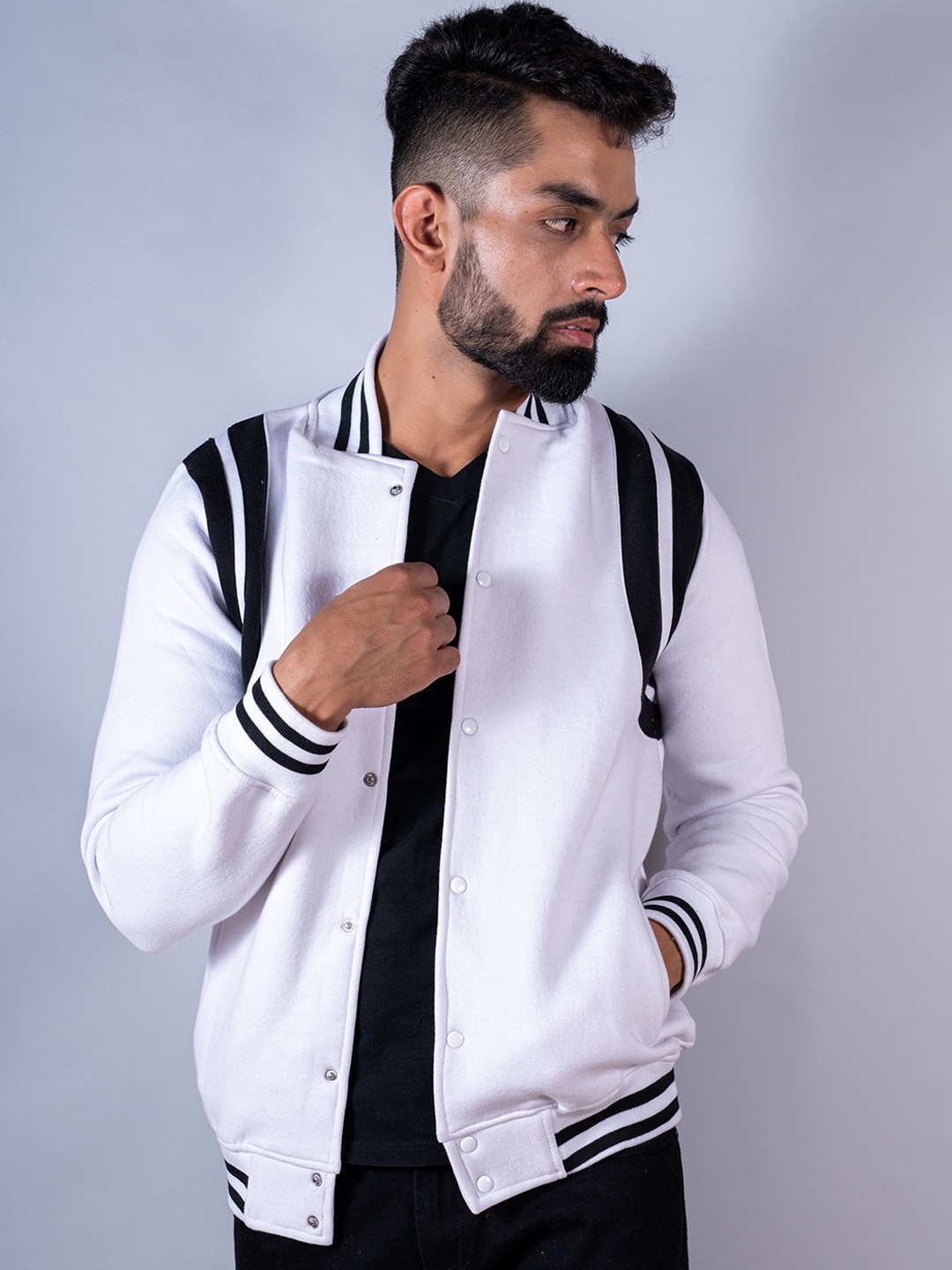 

Tistabene Men Cotton Lightweight Bomber Jacket, White