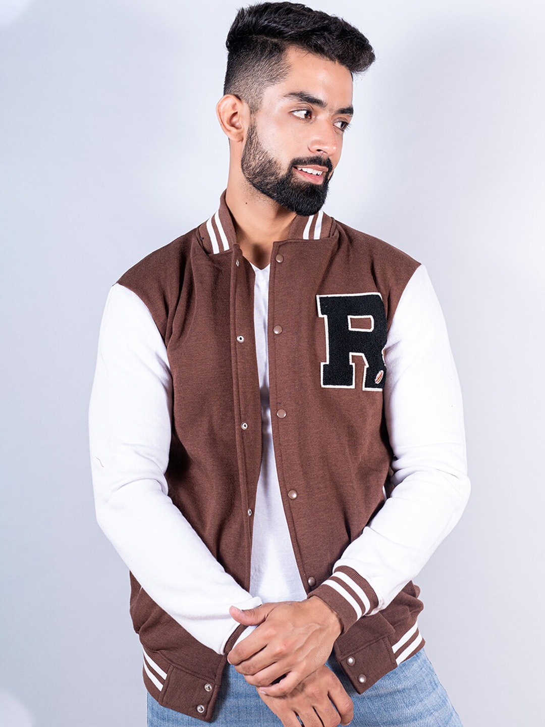 

Tistabene Men Cotton Lightweight Varsity Jacket, Brown