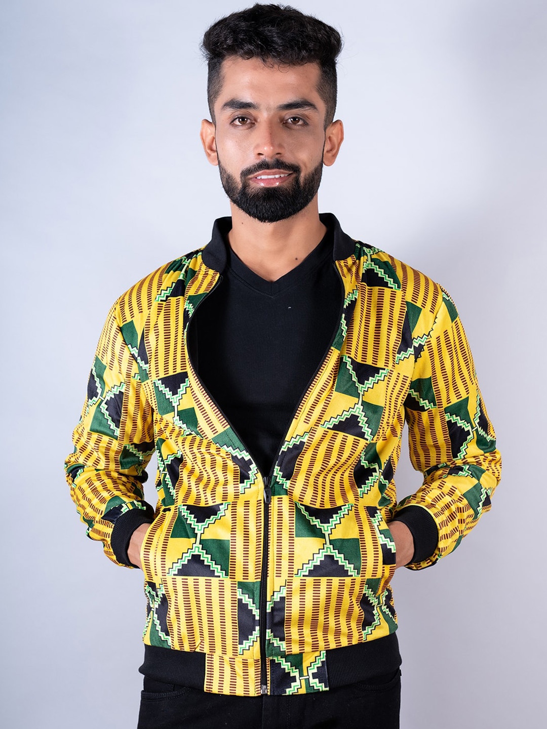 

Tistabene Men Geometric Lightweight Bomber Jacket, Yellow