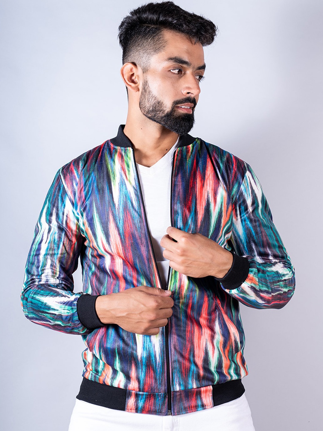 

Tistabene Men Striped Lightweight Bomber Jacket, Sea green
