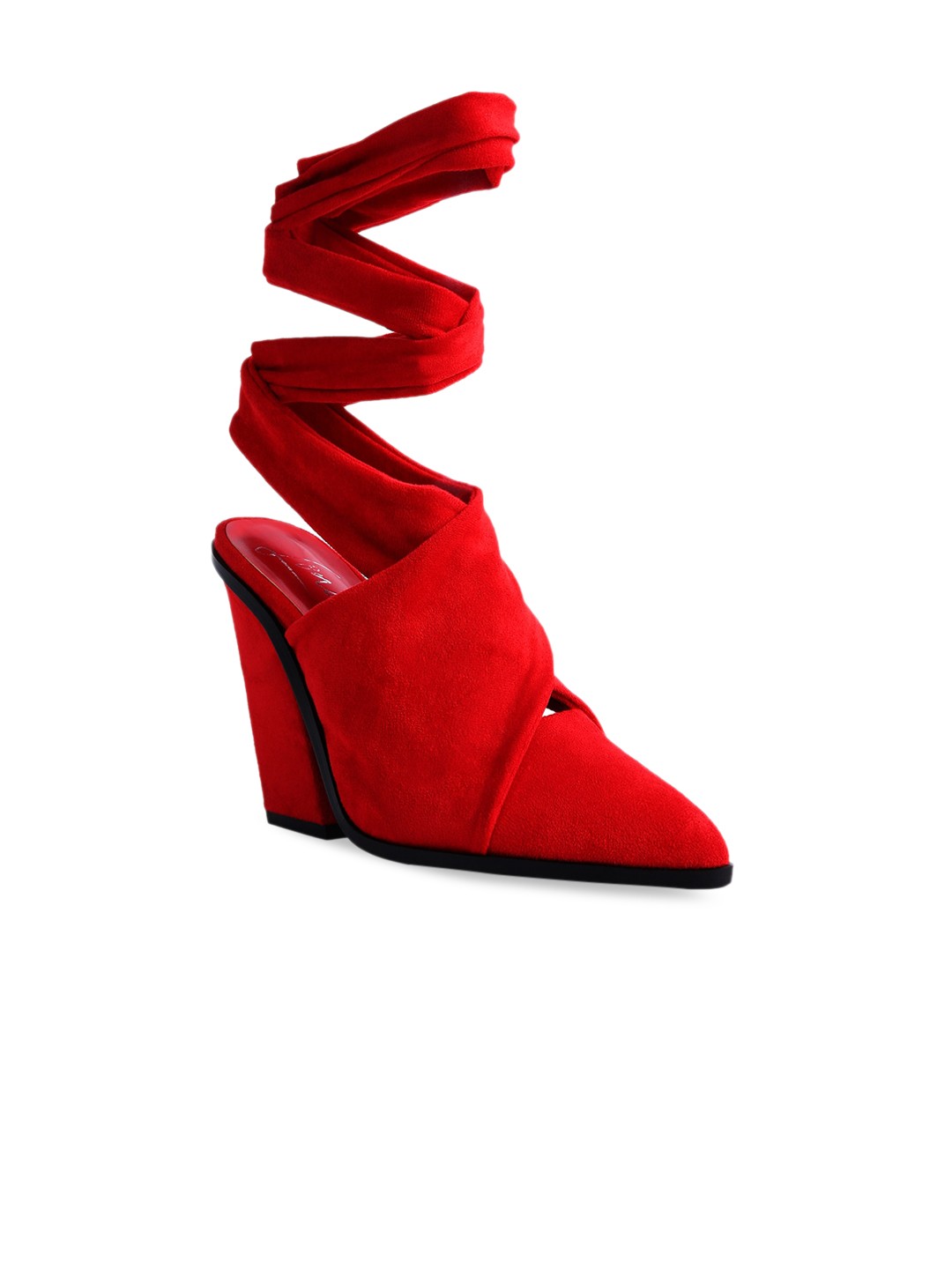 

London Rag Suede Wedge Gladiators Heels, Red