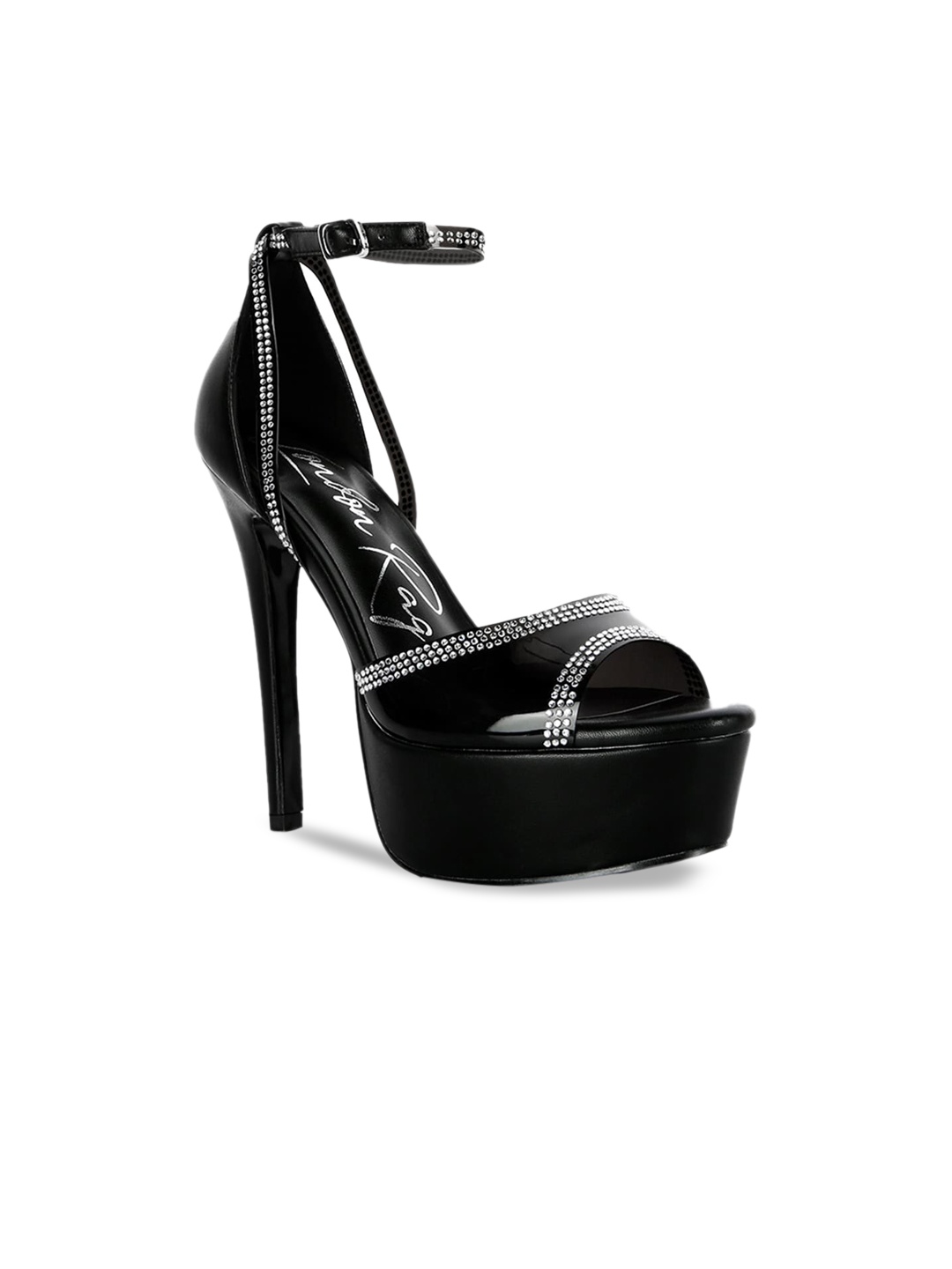 

London Rag Embellished Stiletto Sandals Heels, Black