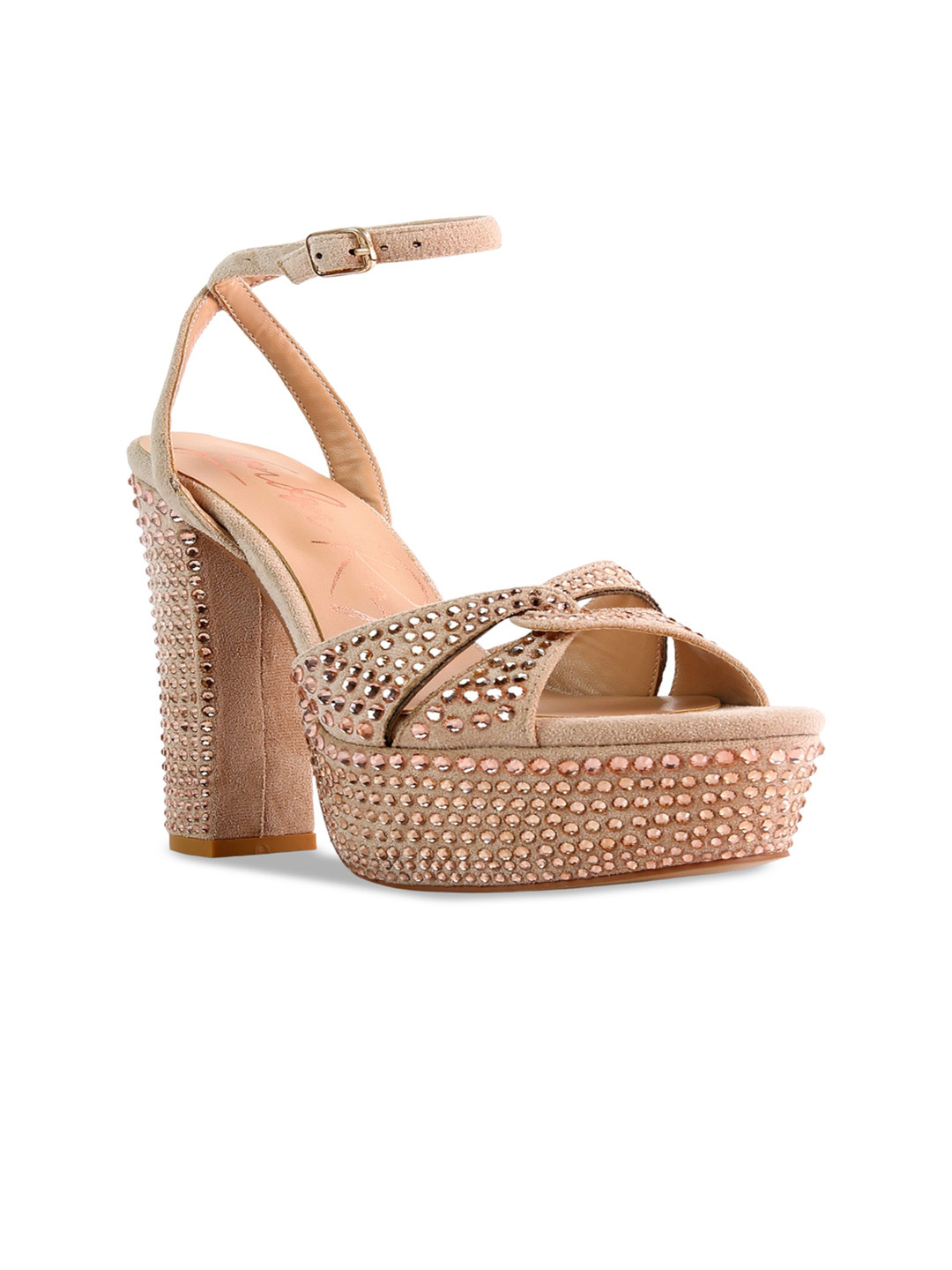 

London Rag Embellished Platform Sandals Heels, Beige