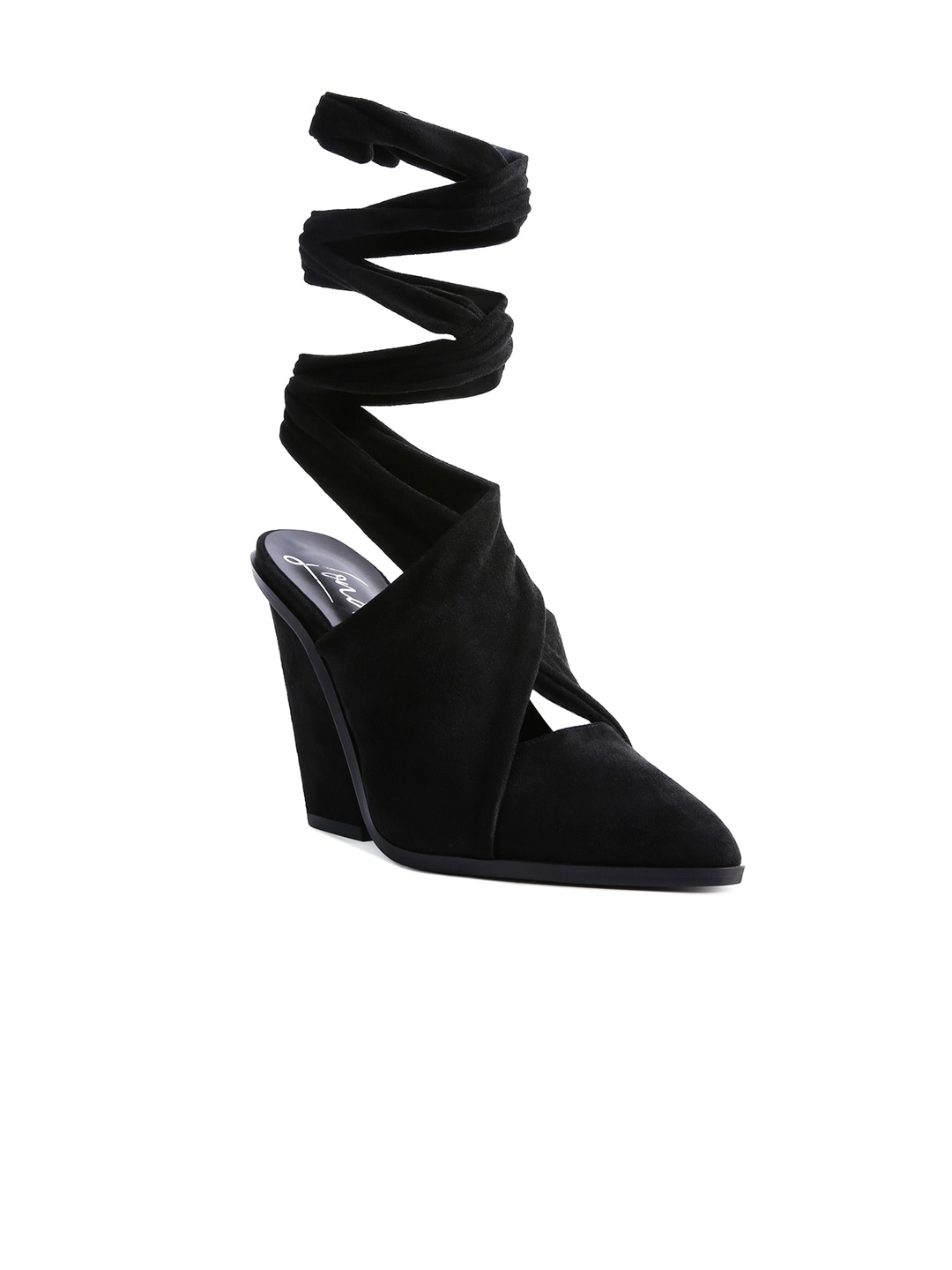

London Rag Suede Wedge Gladiators Heels, Black