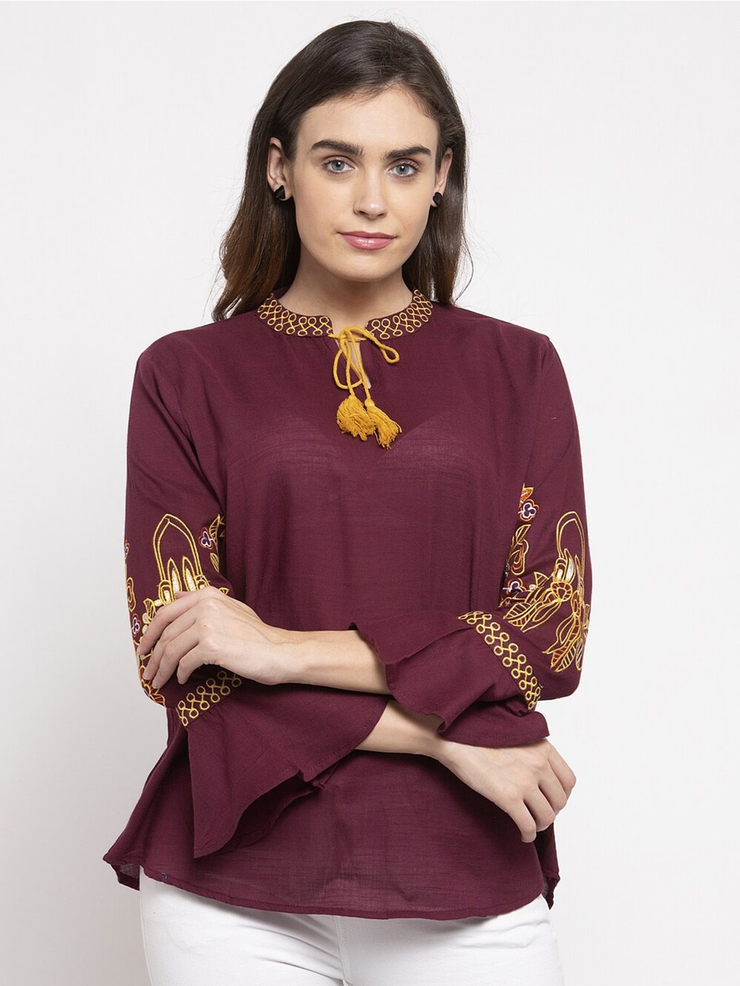 

Purple State Tie-Up Neck Top, Magenta
